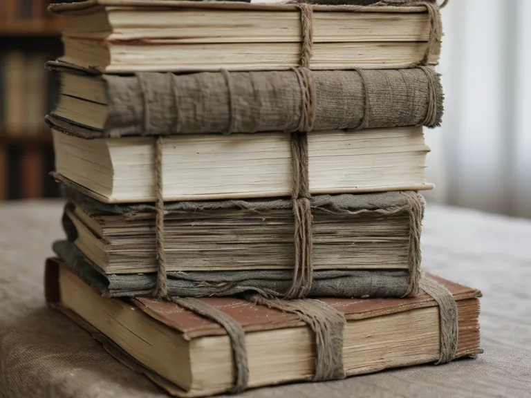 Alte Bibliotheksbücher neben einem Leinen-Tagebuch für energetische Abgrenzung im Berufsalltag, auf einem Holztisch bei sanftem Licht.